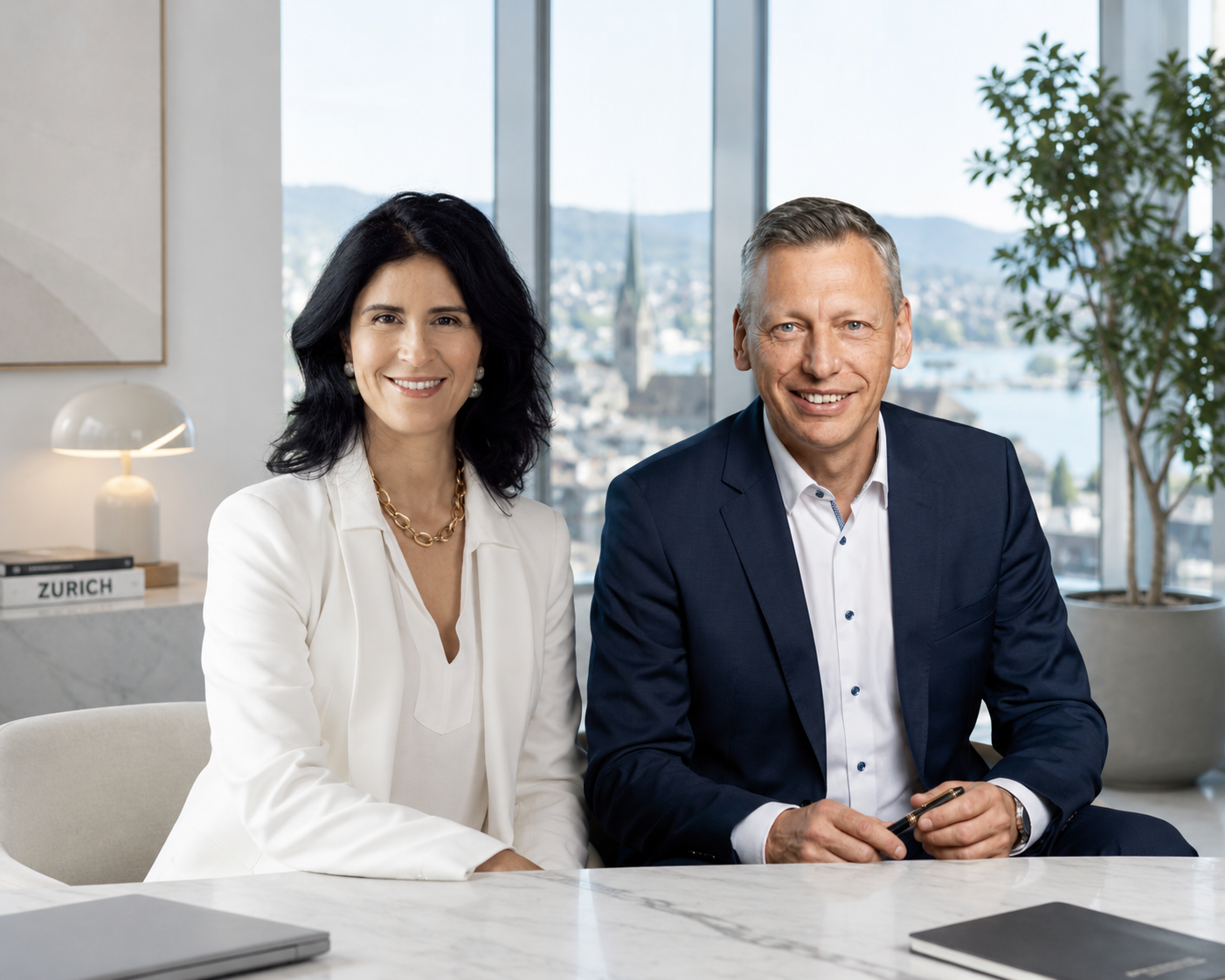 Salama Belghali and Tomasz Pelczarski, co-founders of Fiducia AI, in Zurich